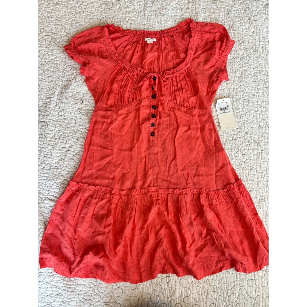 O'Neill Maggie Mini Dress Swiss Dot Boho Tiered Ruffle Size Small #430
